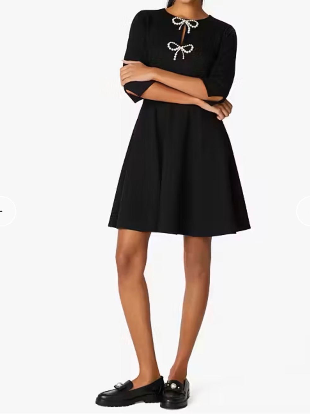 Ted Bsker- Black Pearl-Embellished Bow A-Line Dress NWT